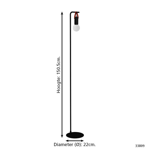 EGLO staande lamp Apricale - e27 - leer - zwart/bruin