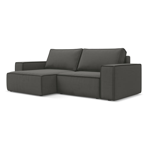 LaMiaSofa hoekbank links Livorno - velours - staal - 257x148x82