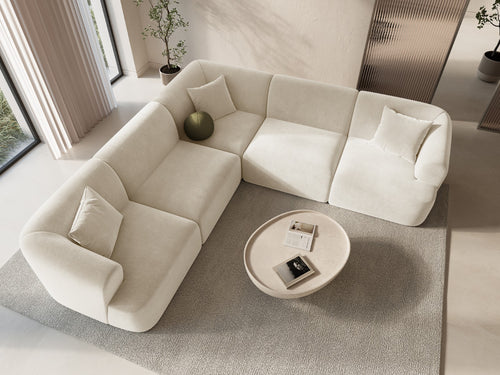 Cosmopolitan Design Symmetrische modulaire hoekbank Campi 6-zits, flueel lichtbeige - 255x255x70cm