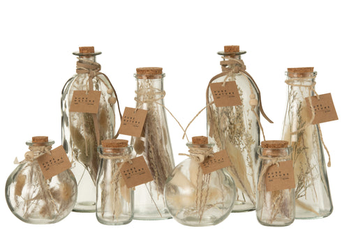 J-Line decoratie fles Gedroogde Bloemen - glas - naturel - large - 2 stuks - vtwonen shop