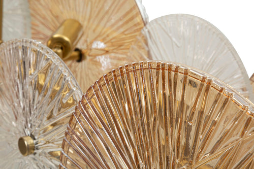 Hanglamp van metaal en glas in goud (100 x 23 x 28-94 cm)