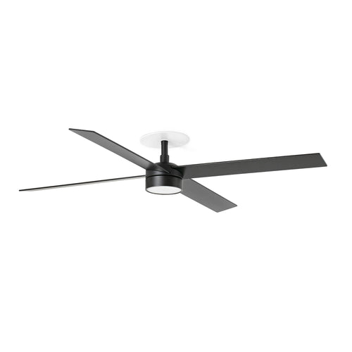 Faro Rudder Rudder inbouw plafondventilator 132 cm LED matzwart, walnootkleurige bladen CCT, 4 omkeerbare bladen