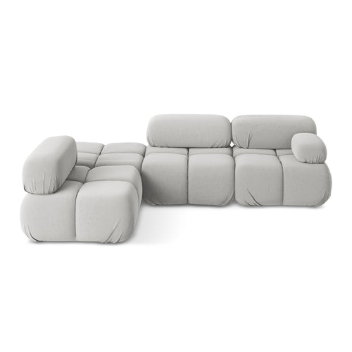 LaMiaSofa hoekbank links Sanremo - velours - zilver - 285x190x70