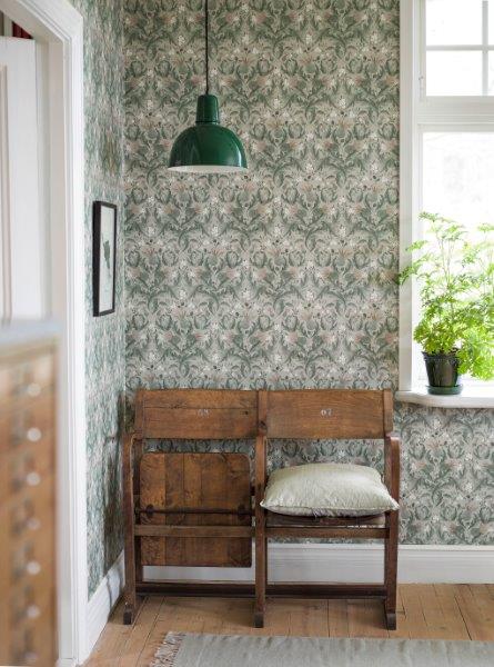 Borastapeter behang vintage bloemen in art nouveau stijl vergrijsd groen - 53 cm x 10.05 m - 660408