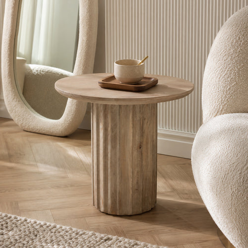 Raw Materials mangohouten bijzettafel Bullnose - Ø50 cm - Naturel