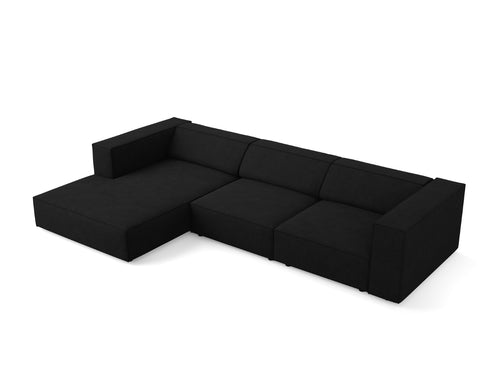 Cosmopolitan Design linker hoekbank Arendal 4-zits, chenille met ribbeleffect, zwart - 166x284x70cm