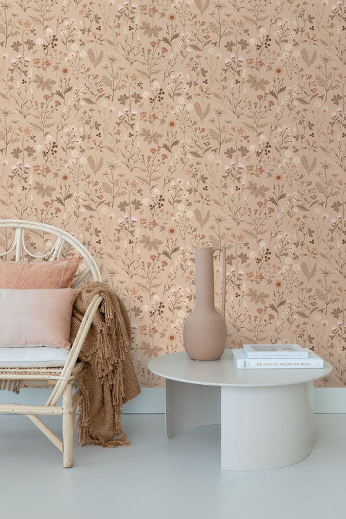 ESTAhome behang veldbloemen zand beige - 53 cm x 10.05 m - 139840