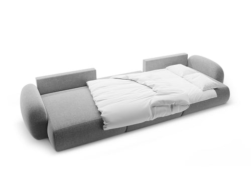 Cosmopolitan Design Converteerbare panoramische bank met opbergdoos Tonale 5-zits, chenille lichtgrijs - 149x362x88cm
