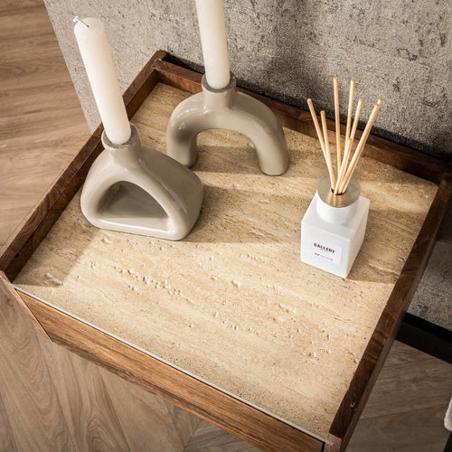 Giga Meubel Nachtkastje Nuovo - Travertin Hout - 40x35x19cm - vtwonen shop