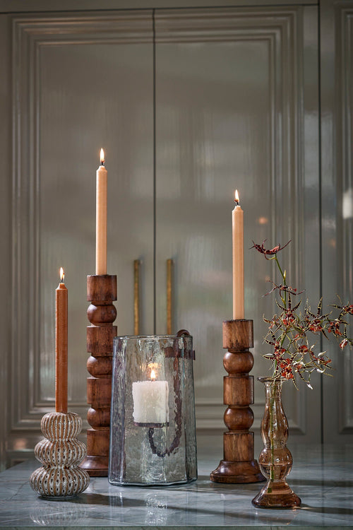 Mica Decorations Philo Kandelaar - H40 x Ø11 cm - Mangohout - Bruin