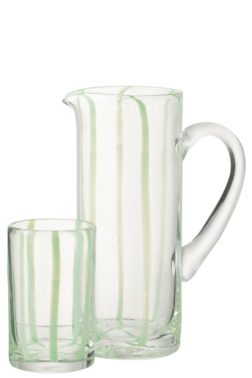 J-Line karaf Strepen - glas - transparant/groen