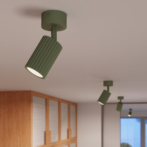 Sollux Lighting Plafondlamp KARBON 1 olijfgroen - 7x7x18cm