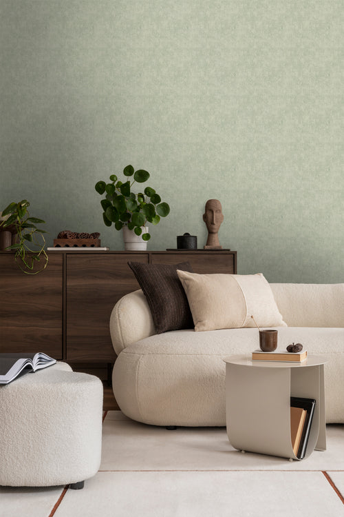Sanders & Sanders behang linnenstructuur vergrijsd mintgroen - 280 x 275 cm - 640269 - vtwonen shop