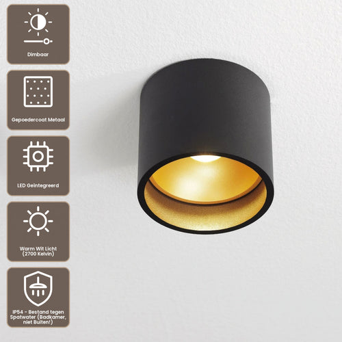Artdelight Plafondlamp Ormond - Zwart/Mat Goud