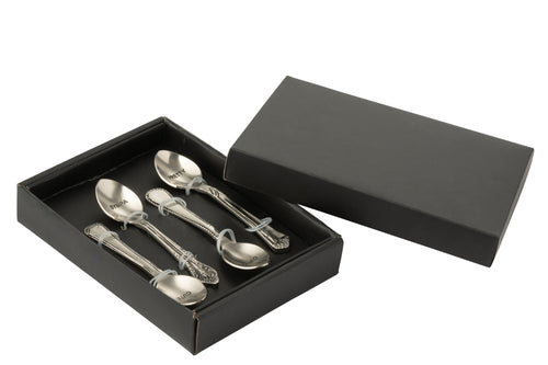 J-Line lepel Messing - brass - zilver - doos van 4
