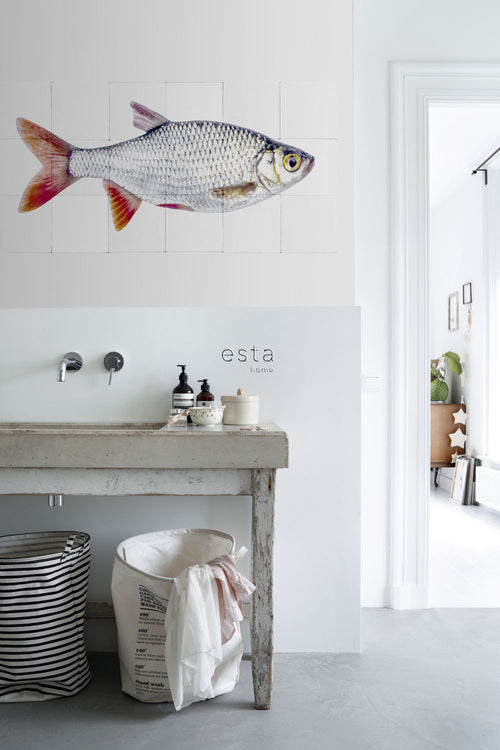 ESTAhome muursticker vis grijs en rood - 97 x 48.5 cm - 159029 - vtwonen shop