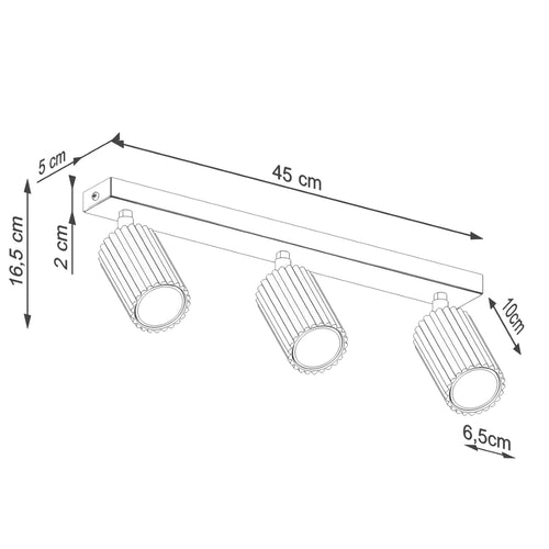 Sollux Lighting Plafondlamp KARBON 3L wit - 45x6,5x16,5cm