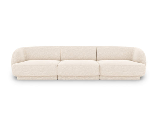 Micadoni Bank Miley 3-zits, structurele stof ivoor - 90x255x70cm