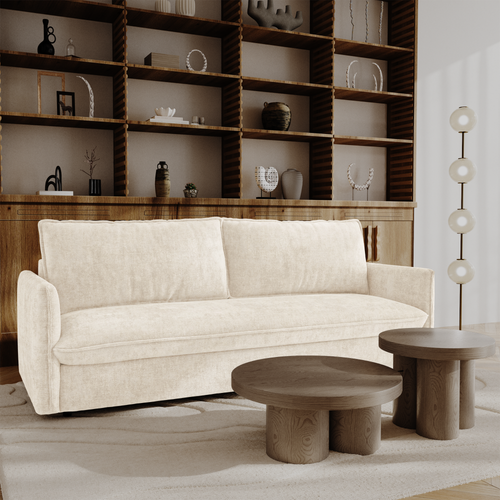 Premium Interiors - Snel uitklapbare slaapbank AVA - gewaafd fluweel crème 198cm