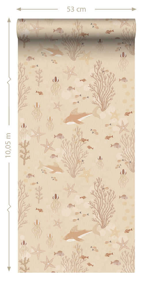 ESTAhome behang onderwaterwereld warm beige - 50 x 900 cm - 130930 - vtwonen shop