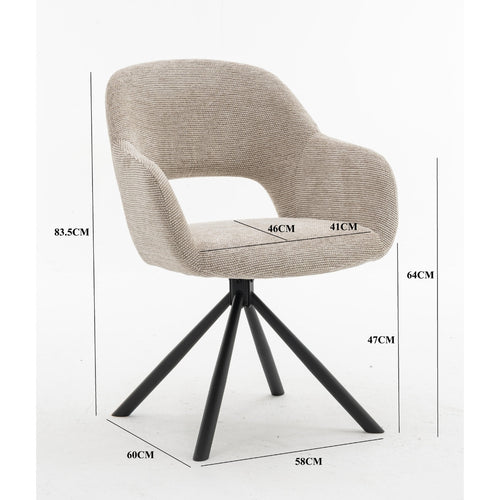 DÉJA Living Eetkamerstoel Livia - Taupe - Draaibaar - Set van 2 - vtwonen shop