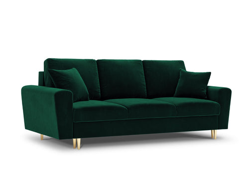 Cosmopolitan Design Slaapbank met opbergdoos Kyoto 3-zits, flueel, flessengroen - 100x235x88cm