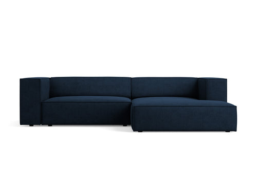 Cosmopolitan Design rechter hoekbank Arendal 3-zits, chenille met ribbeleffect, koningsblauw - 166x224x70cm