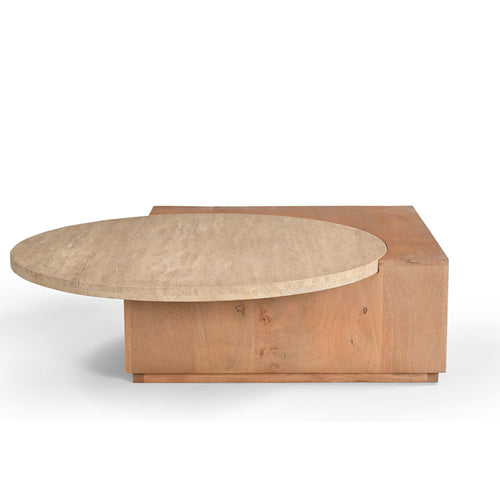 Starfurn Salontafel Numa - Organisch Hout/Travertin - 103x75x30cm