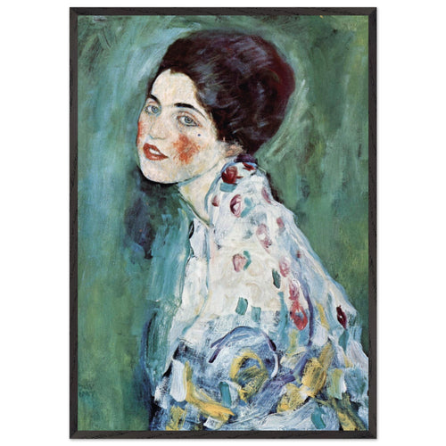 Artfulprints Poster met Lijst Gustav Klimt - Portrait of a lady   - 70x100 cm - Donkergroen