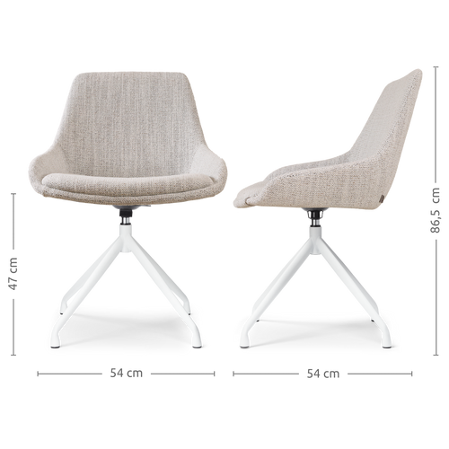 Nolon Nola-Isa Eetkamerstoel Beige Gemêleerd - Draaibaar Wit Onderstel - vtwonen shop