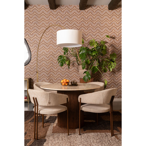 Dutchbone Naida Eetkamerstoelen Armleuning Beige - Set van 2