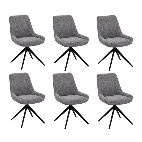 Furnhouse eetkamerstoel Helena - Grijs - Stof (Bouclé) - Set van 6