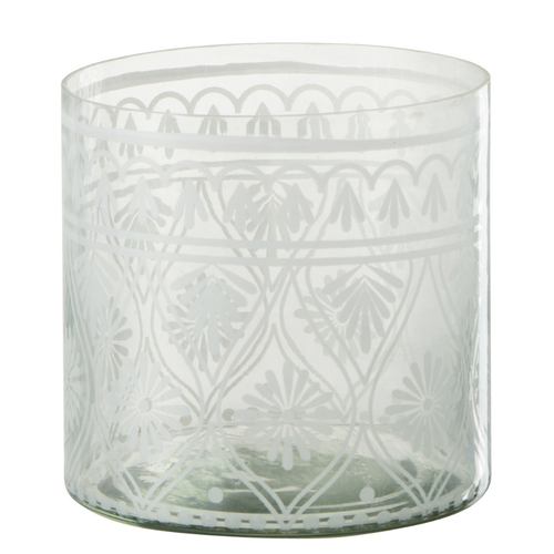J-Line windlicht Patroon - glas - transparant/wit - small - 4 stuks - vtwonen shop