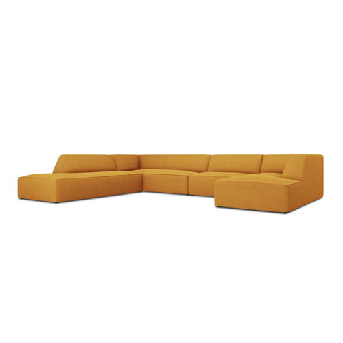 Cosmopolitan Design - Panoramische hoekbank links Siena 7-zits, structurele stof geel - 273x366x69cm
