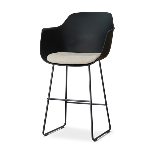 Nolon Nino-Liz barkruk zwart met naturelbeige zitkussen - zwart onderstel - 75 cm