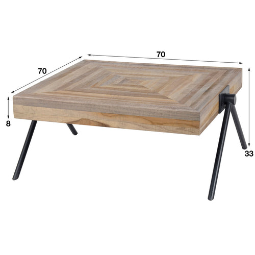 Giga Meubel Salontafel Teca - Naturel Hout - 70x70x33cm