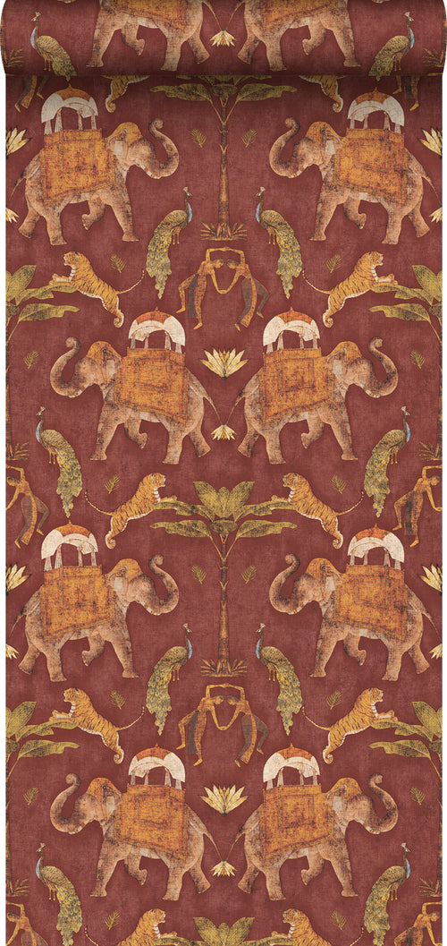 Sanders & Sanders behang olifanten terracotta - 53 cm x 10 m - 640497 - vtwonen shop