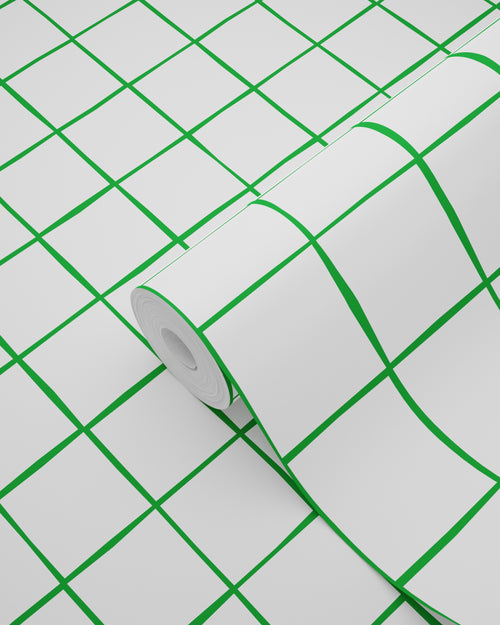 ESTAhome behang geblokt motief groen en wit - 50 x 900 cm - 131273 - vtwonen shop