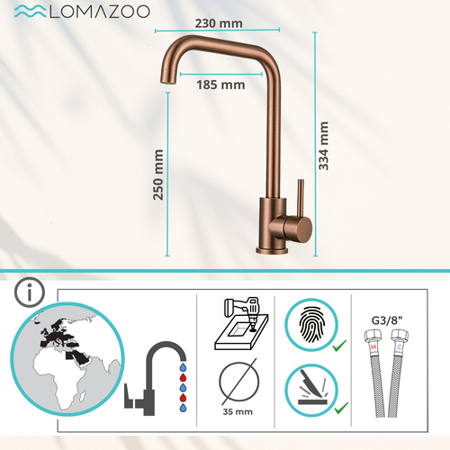 LOMAZOO keukenkraan Kyro - mengkraan - koper