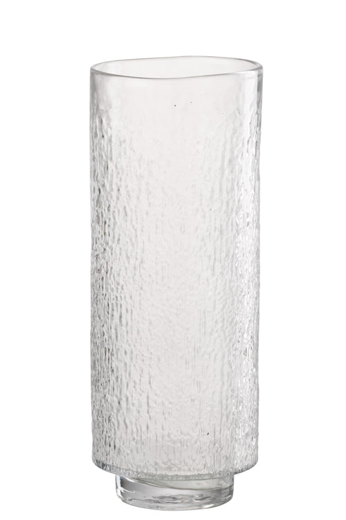 J-Line vaas Cilinder Reliëf - glas - transparant - large
