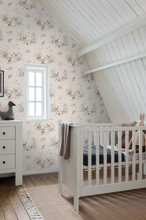 ESTAhome behang hertjes licht crème beige - 50 x 900 cm - 131428