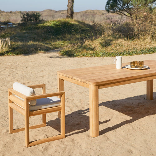 Tikamoon Tuinset in massief teak met 4 stoelen - Wit - vtwonen shop