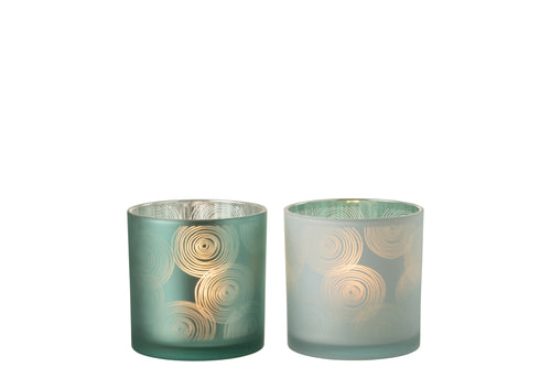 J-Line windlicht Spiralen - glas - mix - large - 2 stuks - vtwonen shop