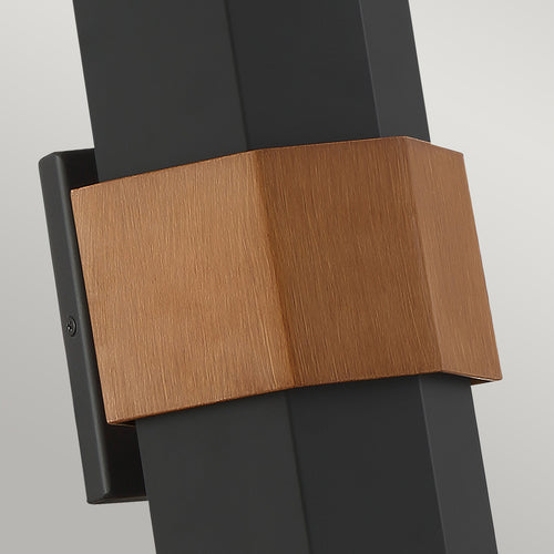 Elstead Quoizel Chasm Outdoor Up Down Wandlamp Mat Zwart (met geschilderde houtlook band), 3000K, IP44
