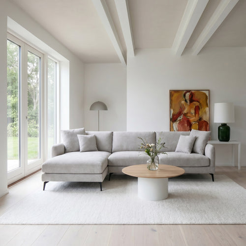 Furnhouse chaise longue bank links Maggie - Grijs - Stof - 95x290x90
