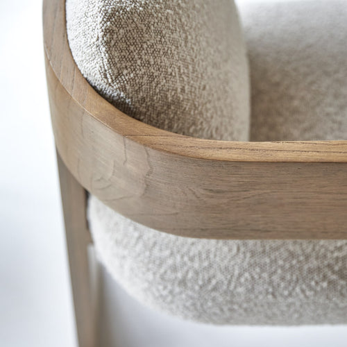 Tikamoon Stoel in massief mindihout en ecru stof - Beige