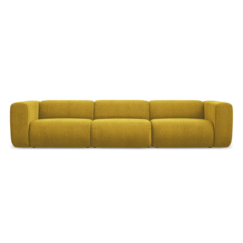LaMiaSofa 4-zits bank Bari - chenille stof - mosterd - 319x89x70