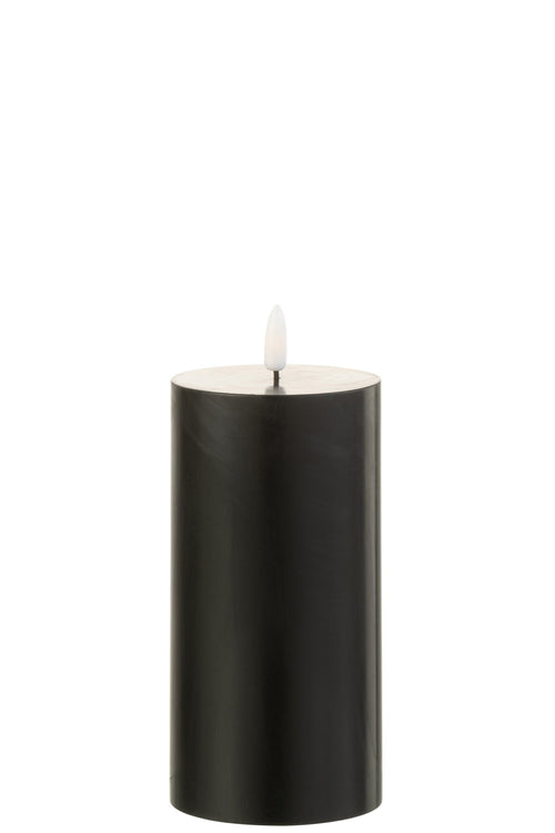 J-Line kaars - zwart - medium - LED lichtjes