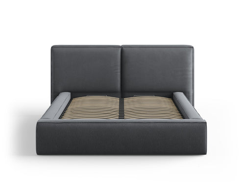 Micadoni Opbergbed met hoofdeinde Jodie 140x200cm, structurele stof, donkergrijs - 228x194x108cm