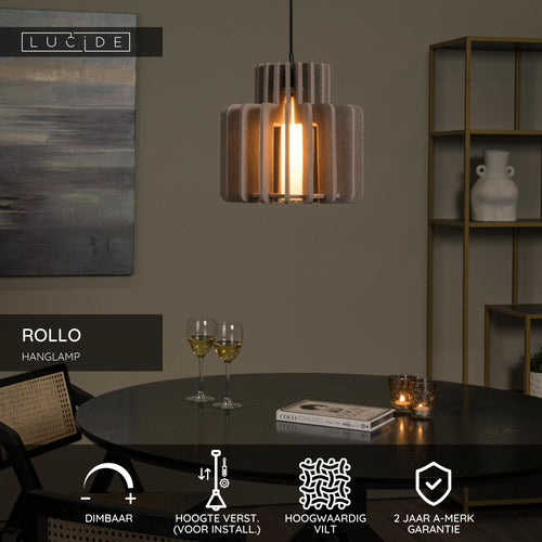 Lucide hanglamp ROLLO - 1xE27 - Taupe